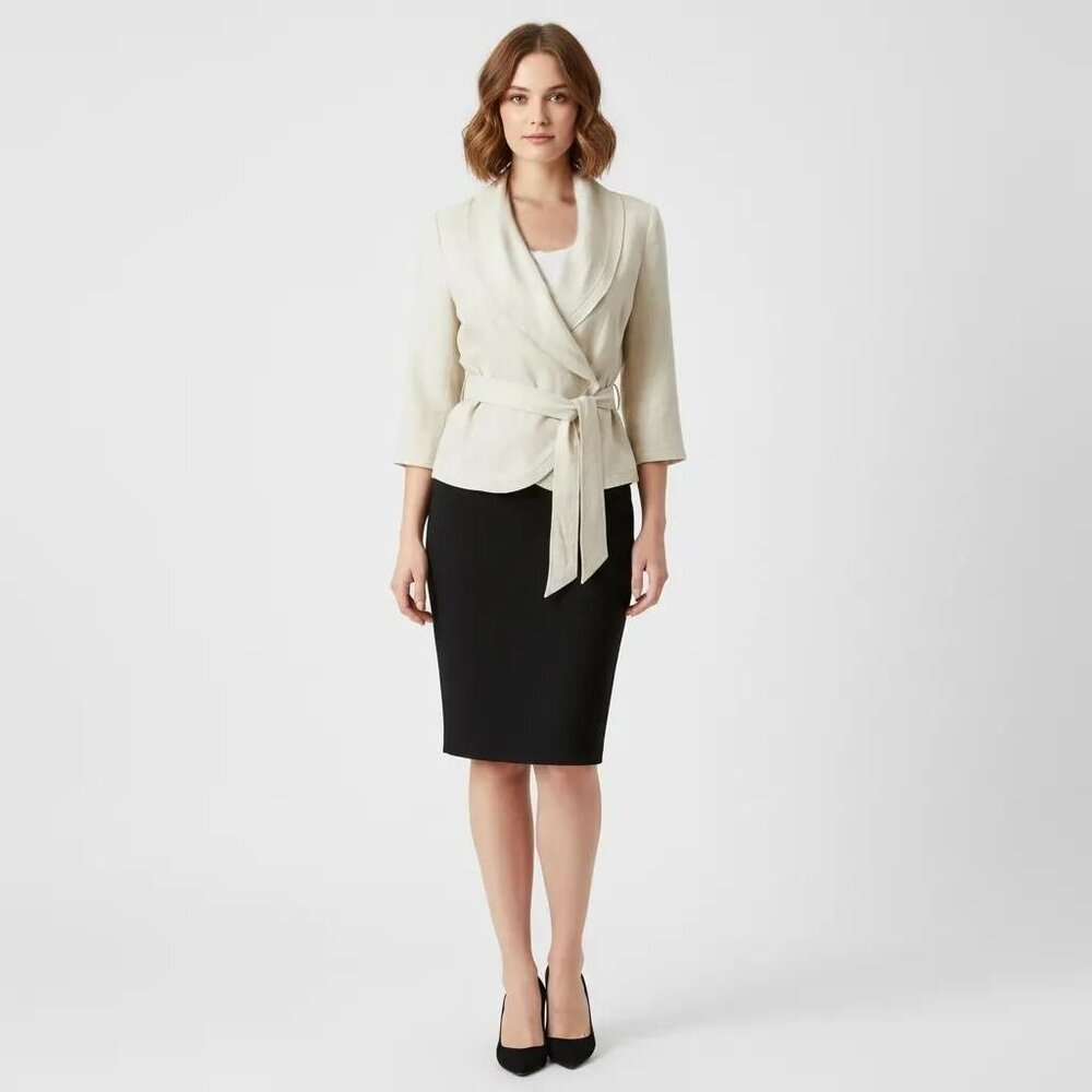 Grace Elements Women's Tie-Front Linen Draped Wrap Lightweight Blazer Jacket 4